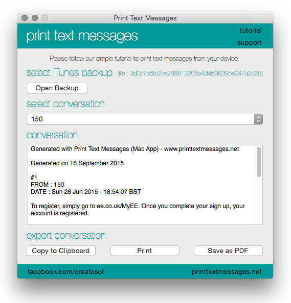 Print Text Messages from iPhone / iPad